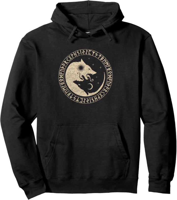 Geri & Freki Odins Wölfe Wikinger Odin Wotan Moon Germanen Pullover Hoodie