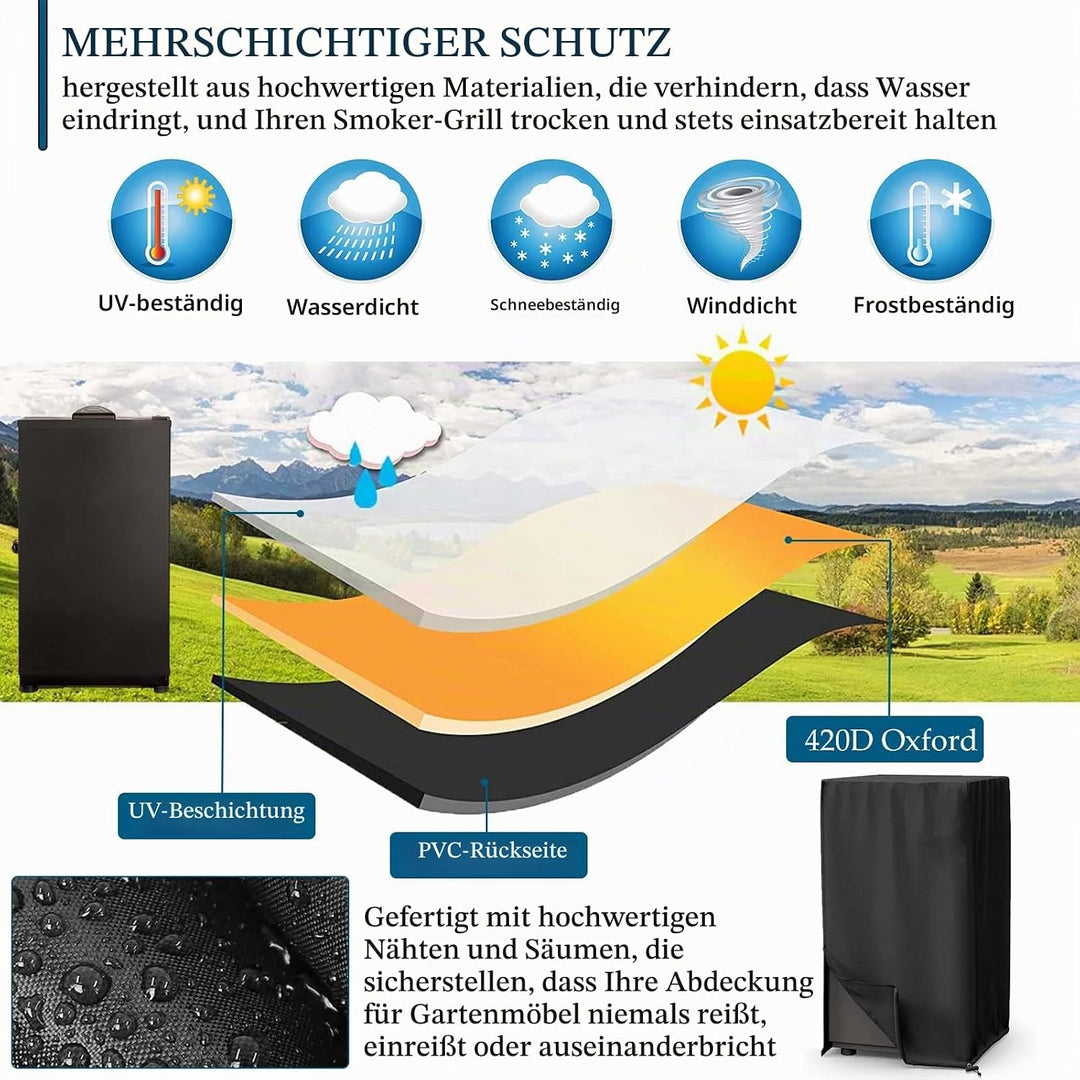Räucherofen Abdeckhaube Schutzhülle, Smoker Abdeckung Wetterfest, Smoker Abdeckung Mit Schornstein,