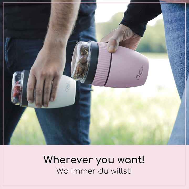 Milu Müslibecher to go 400ml I isolierter Edelstahl Joghurtbecher für Müsli I auslaufsicherer Becher