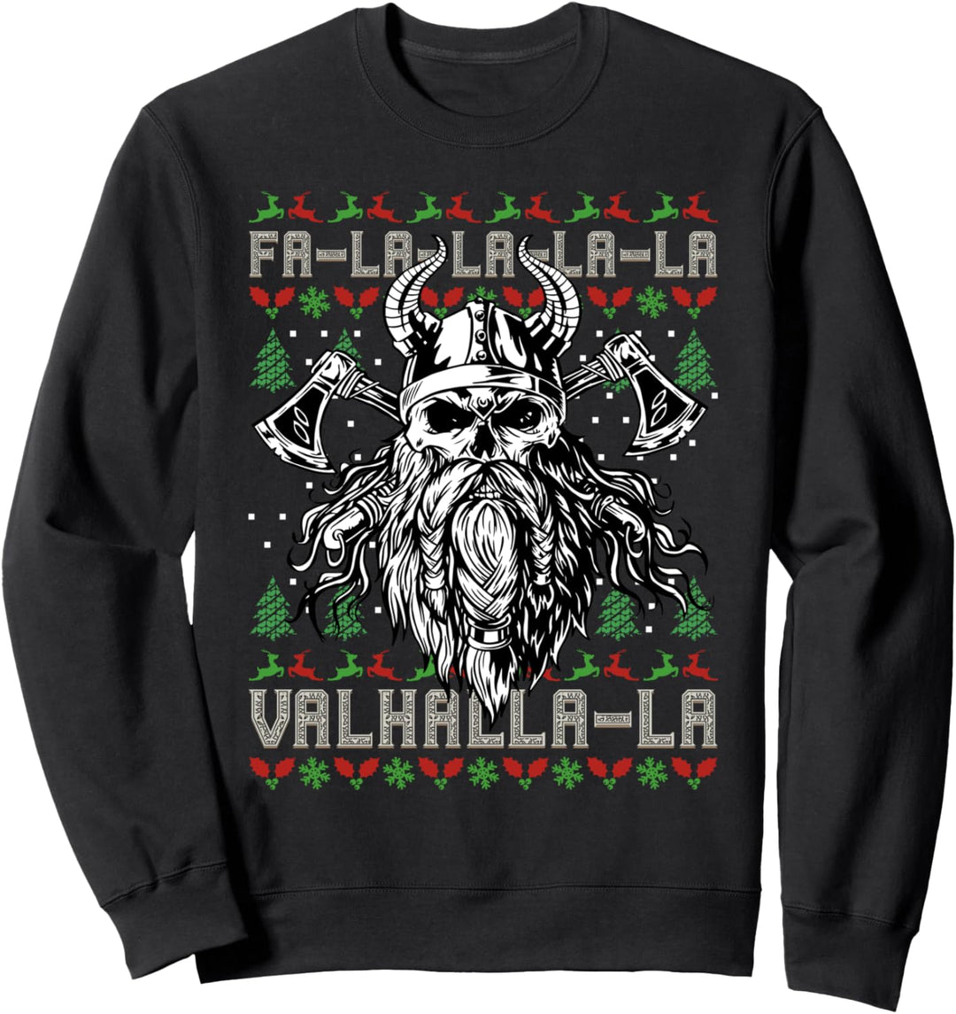 Wikinger Ugly Christmas Skull - Valhalla Viking Skull Sweatshirt