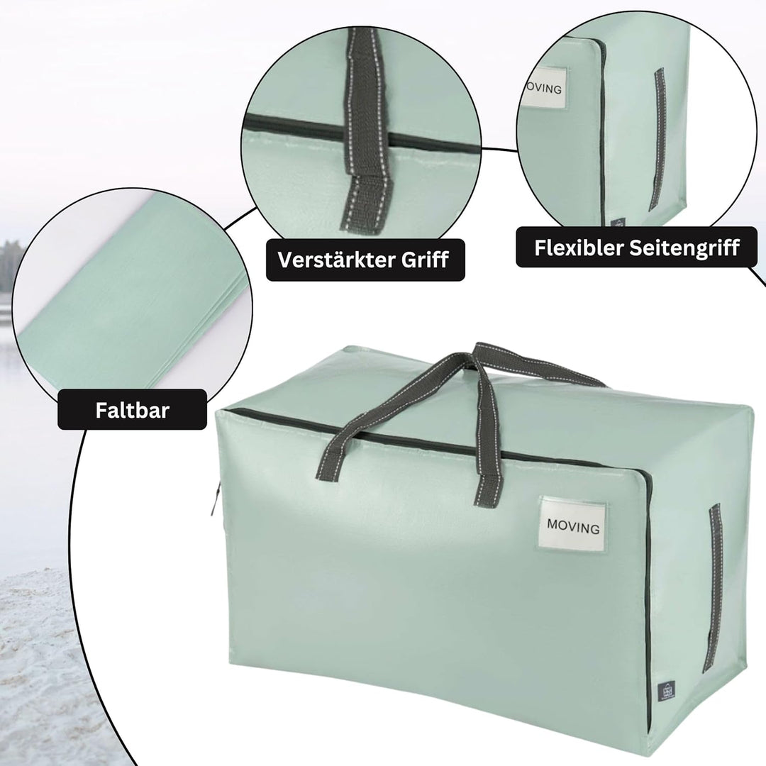 VENO 102 Liter Grosse Aufbewahrungstasche mit Deckel, Strapazierfähige Griffe und Reissverschlüssen