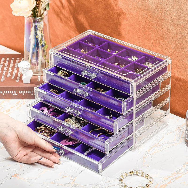 ProCase Acryl Schmuck Organizer Schmuckschatulle für Damen Durchsichtige Schmuckaufbewahrung Schmuck