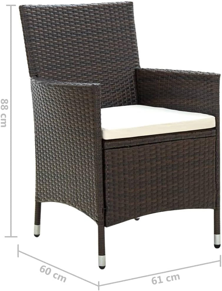 vidaXL Gartenstühle mit Sitzpolster 4 Stk. Poly Rattan Braun