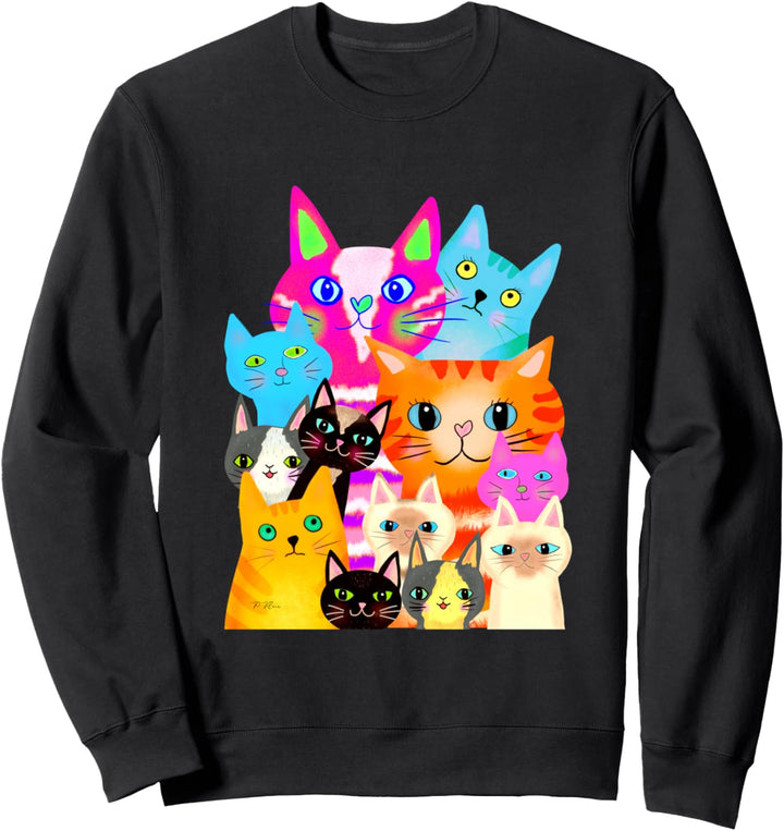 Grosse Gruppe bunter Katzen Sweatshirt
