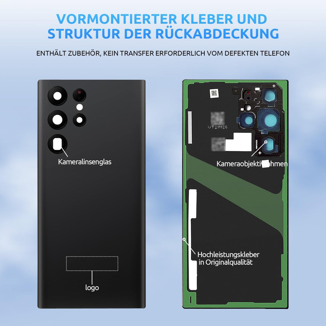Eonpam Akkudeckel für Samsung Galaxy S22 Ultra 5G S908 Rückseite Glas Original Backcover Back Glas E