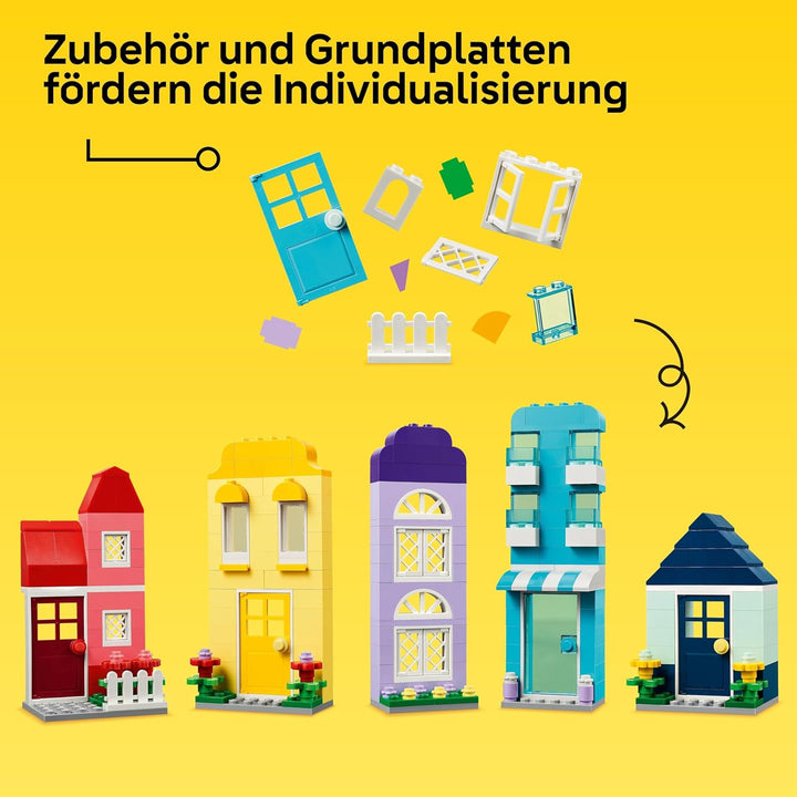 LEGO Classic Kreative Häuser, Bausteine-Set für Kinder, Konstruktionsspielzeug mit 850 Steinen, Haus