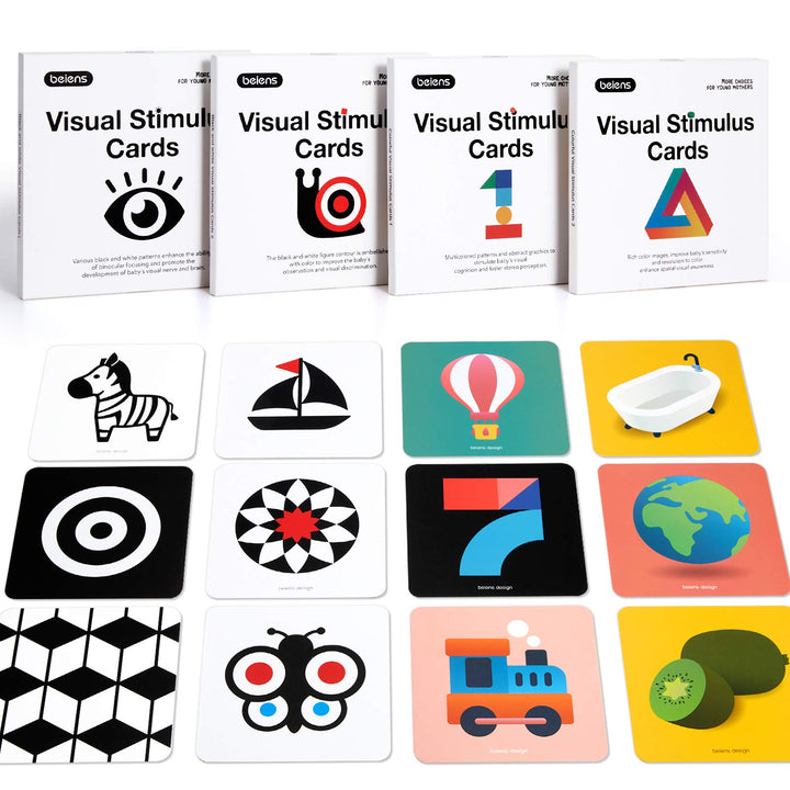 beiens High Contrast Baby Flashcard, 80 PCs 160 Seiten Schwarz Weiss Bunte Visuelle Stimulation Lern