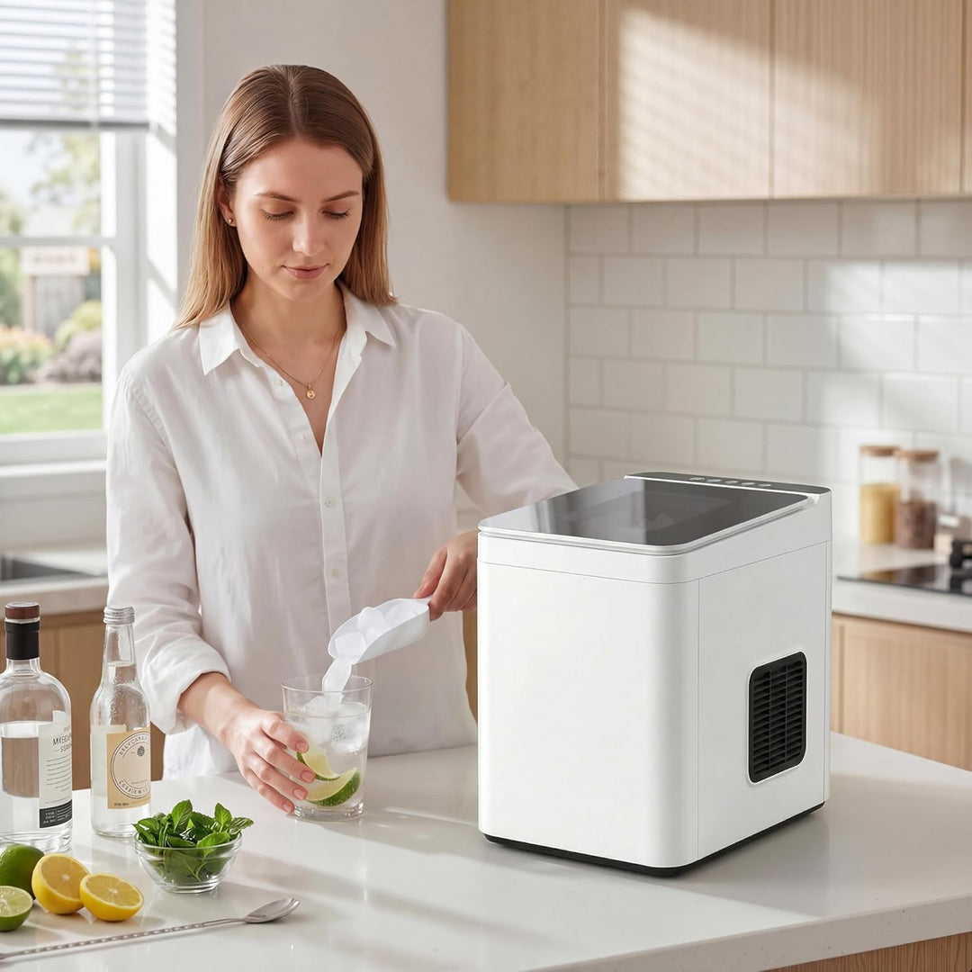 HOMCOM Eiswürfelmaschine Klein, 12 kg 24 Std., 9 Eiswürfel in 7-10 Minuten, 2 Grössen von Bullet-Eis