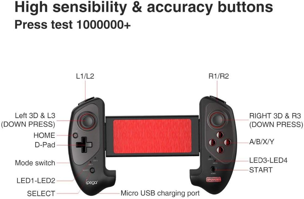 Wireless Game Controller für Tablets/Android, Megadream Mobile Bluetooth Gamepad Joystick mit 13–25