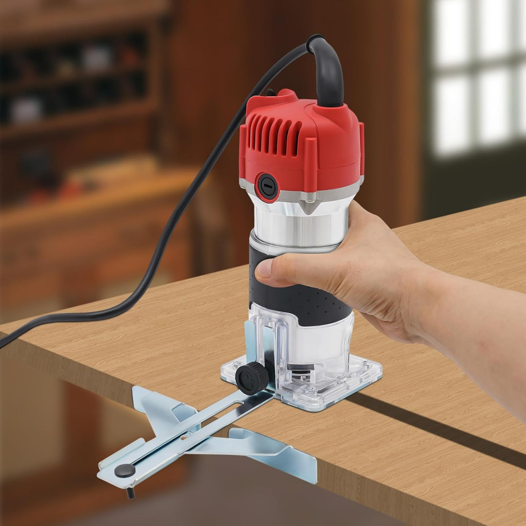 800W Einhandfräse Holzschneidemaschine, 1/4'' Elektrische Oberfräse Kantenfräse aus Aluminium Einste