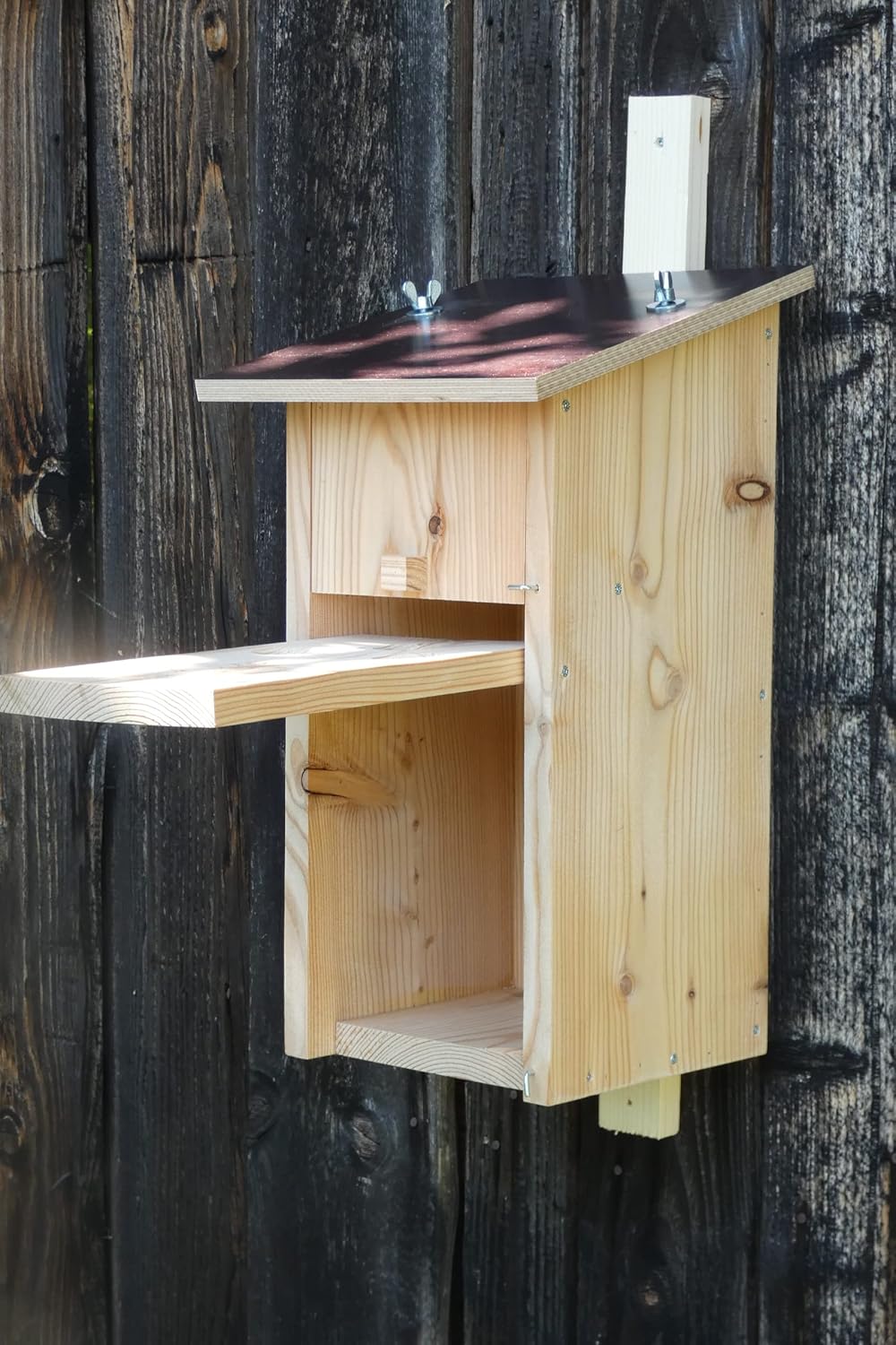 Premium Natur Lärchenholz Nistkasten unbehandelt nach Nabu, massives Vogelhaus Nisthilfe wetterfest