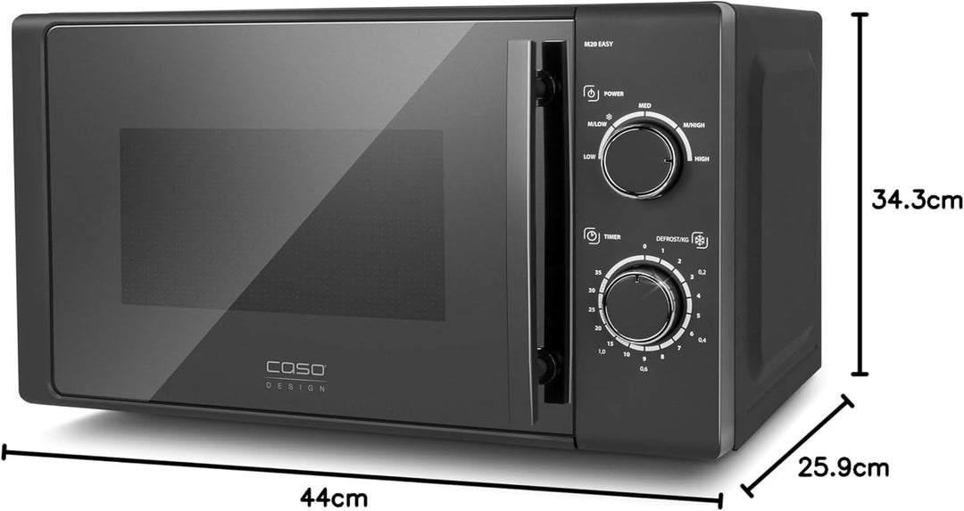 CASO | M20 EASY Mikrowelle | einfache Bedienung, 20 L Garraum, 700 Watt Leistung, Drehteller Ø 25,5c