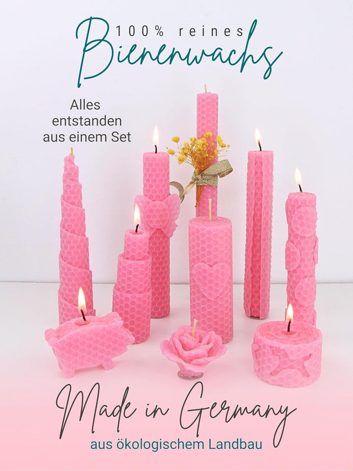 Wachsmann DIY Bienenwachs Kerzen Bastelset – Starterset für 10 Kerzen in vielen Farben – 100% reines