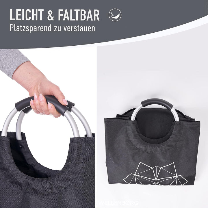 WELLENBORG® 2er Set Faltbarer Wäschekorb faltbar gross - Dunkler Wäschesammler wasserdicht Wäschesac