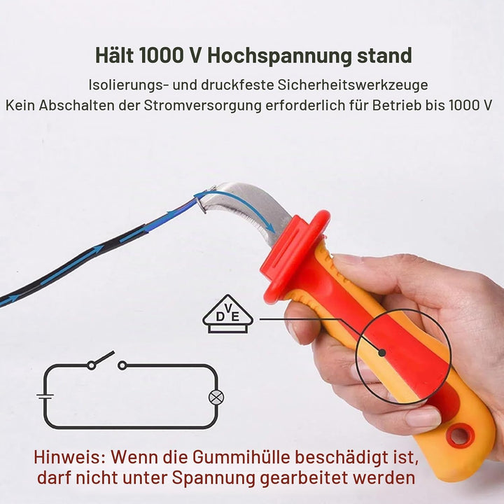 Elektriker Kabelmesser, 1000 V Isolierung Elektrikermesser, Griffe Abisolierzange mit Antimagnetisch