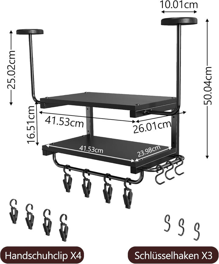 Motorradhelm Halterung Wand für 2 Helme, Motorrad Garderobe Wand mit Kleiderbügel und Haken, 30 kg T