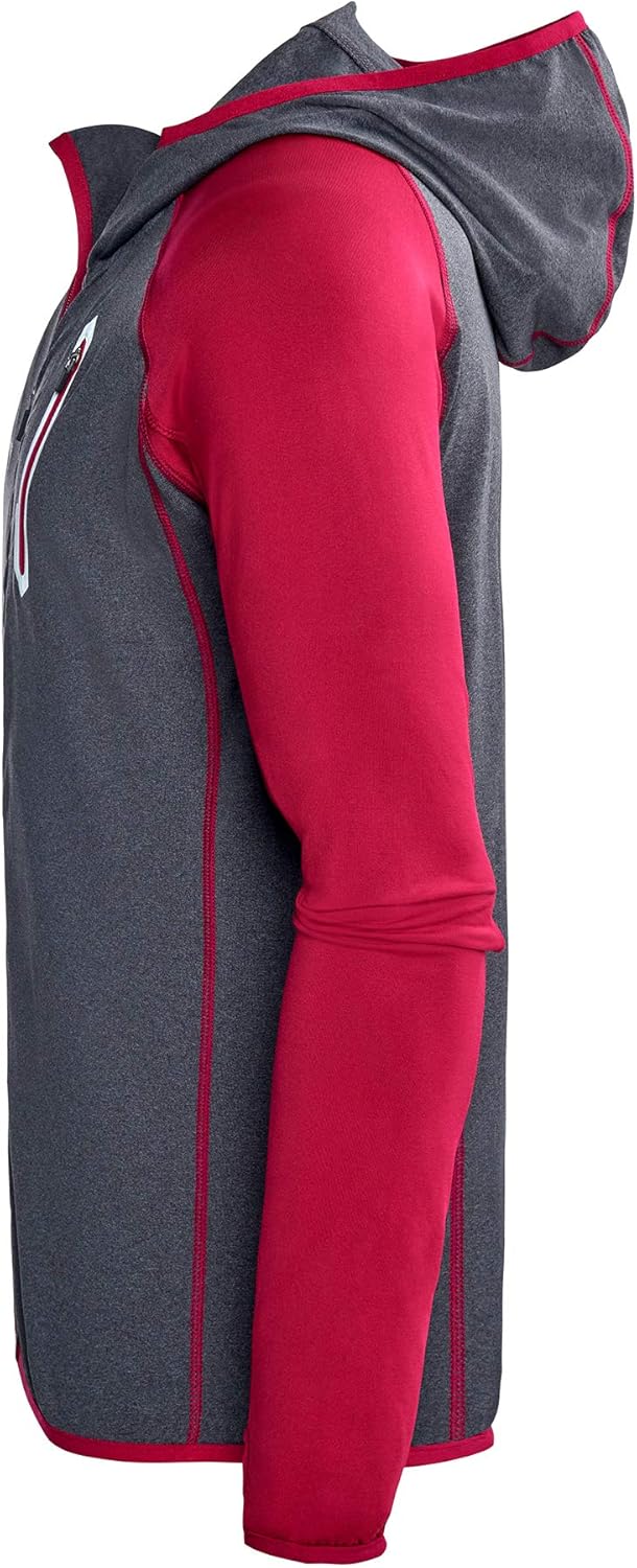 Black Crevice Herren Microfleece Jacke Second Layer Midlayer Kapuze BCR297879 Anthracite/Blood Red S