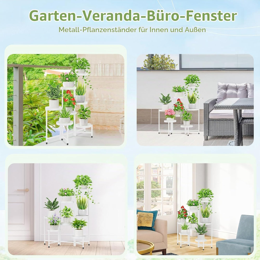 iDavosic.ly 7 Etagen Metall Pflanzenständer Blumentopfständer, Mehrstöckig Pflanzenregal Blumenregal