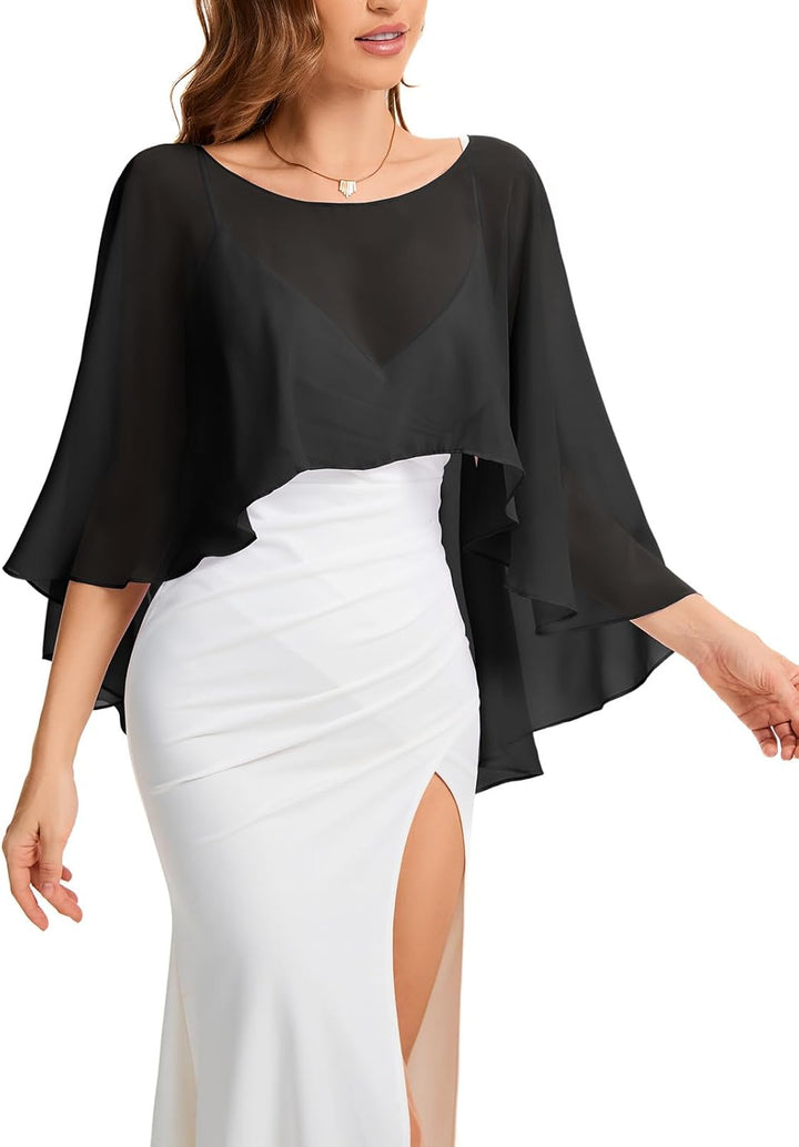Bbonlinedress Chiffon Capes Damen Sommer Weiche Capelets leichte Tücher Wraps für Abendkleider Schal