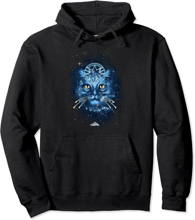 Captain Marvel Goose The Cat Blue Hue Galaxy Portrait Pullover Hoodie
