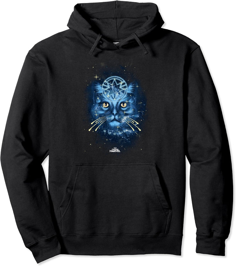 Captain Marvel Goose The Cat Blue Hue Galaxy Portrait Pullover Hoodie