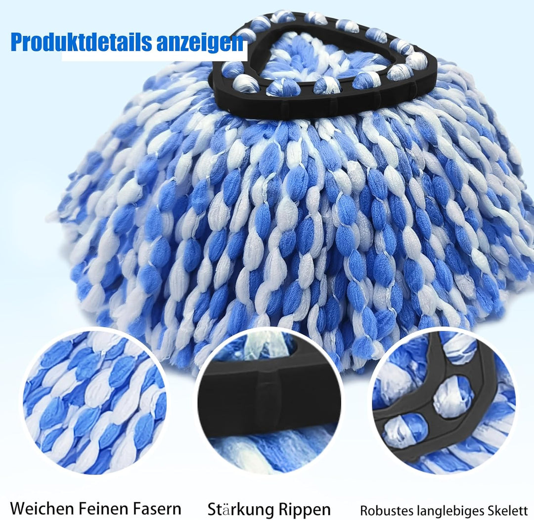 6 Stück Wischmopp Ersatzkopf für Vileda H2PrO, Mikrofaser Spin Mop Nachfüllungen, Maschinenwaschbar