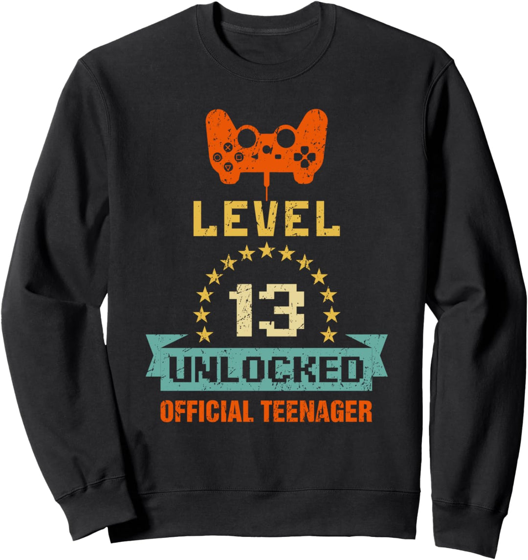 Official Teenager 13th Birthday Gamer Gift Level 13 Unlocked Sweatshirt