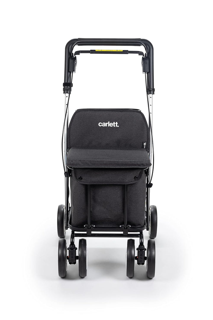 Carlett - Einkaufstrolley Rollator mit 4 Rädern und Sitz, Zusammenklappbarer Einkaufswagen mit herau