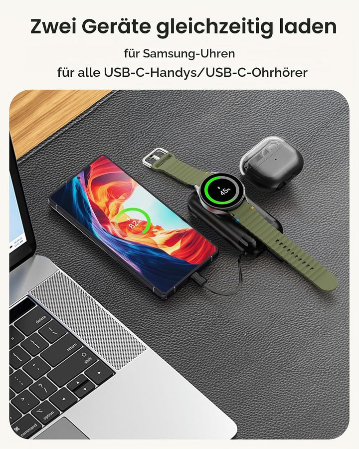 Phelinta 6000mAh Tragbares Ladegerät für Samsung Galaxy Watch 8/8 Classic/Ultra/7/6/6 Classic/5 Pro/