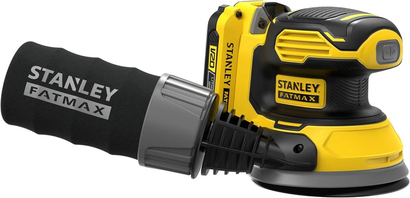 Stanley FatMax 18V Akku-Exzenterschleifer SFMCW220D1S (2.0 Ah, mit Staubsaugeranschluss, Staubfangsa