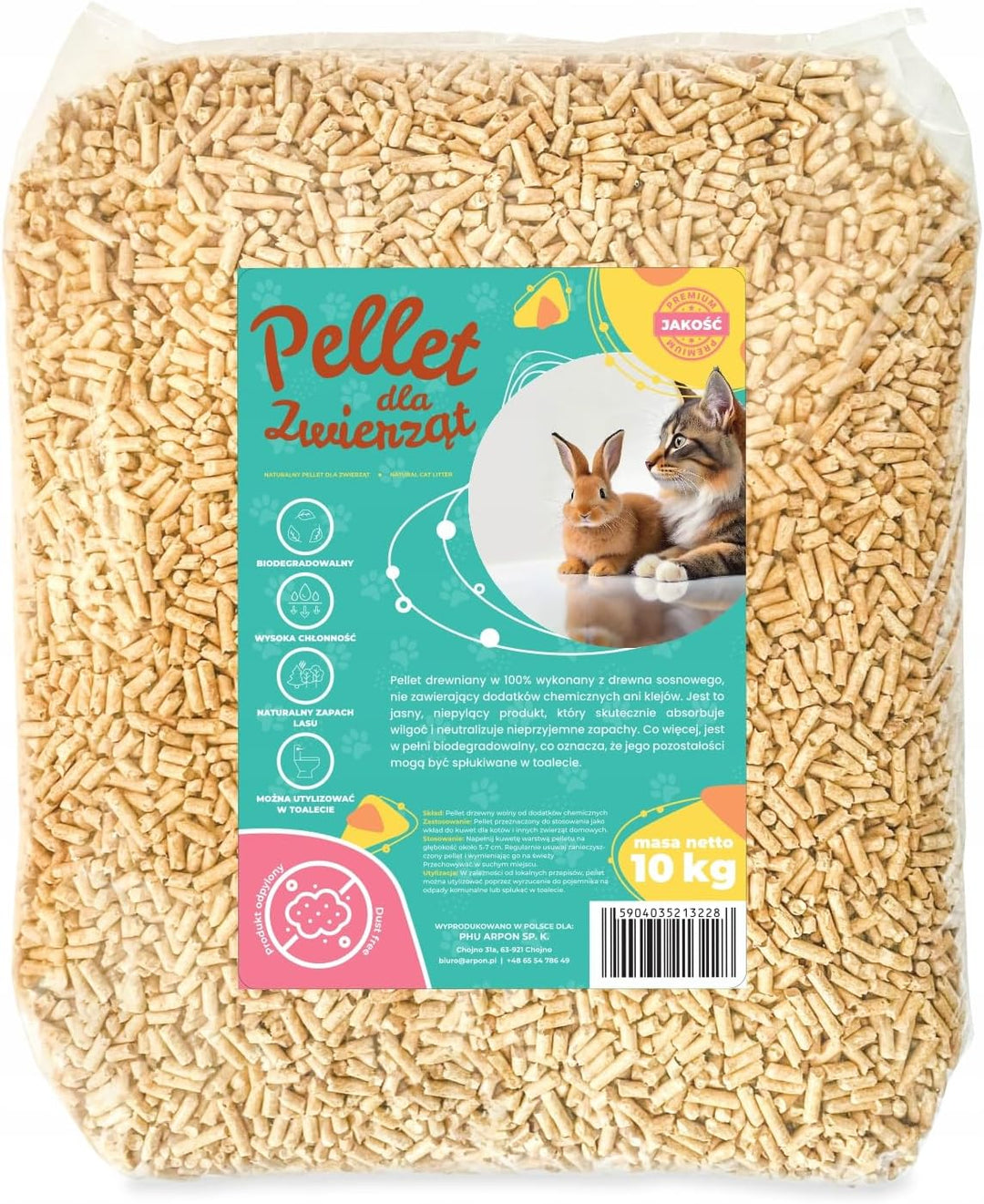 Katzenstreu Pellets | Holzpellets 100% reines Kiefernholz, pflanzliche nicht klumpende Streu für Kat