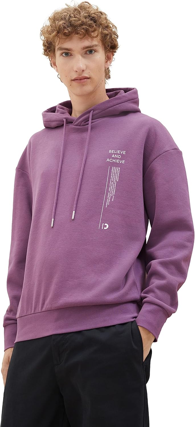 TOM TAILOR Denim Herren Relaxed Fit Hoodie mit Rücken-Print S 32248-dusty Grape, S 32248-dusty Grape
