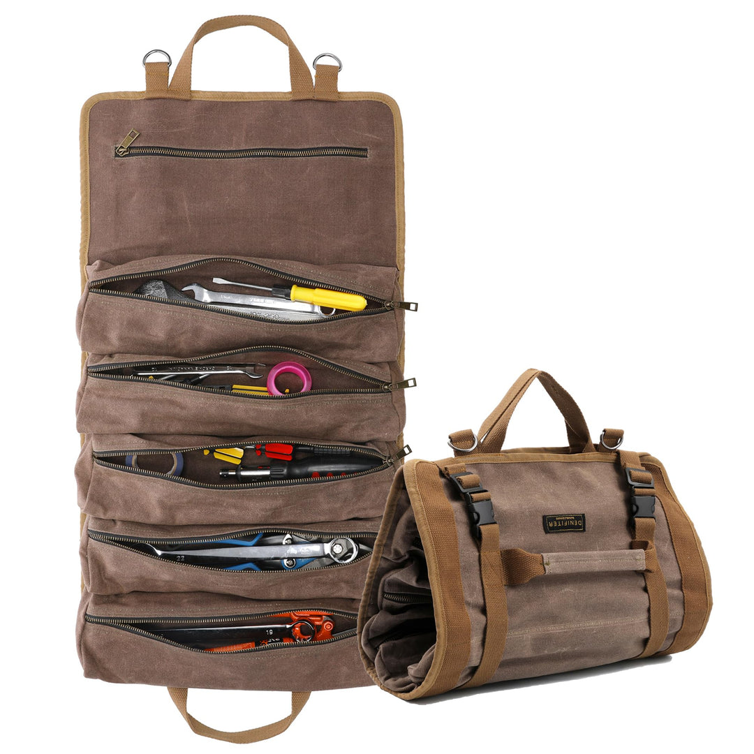 Werkzeug-Rolltasche, Werkzeugrolle für Schraubenschlüssel, aus strapazierfähigem16oz gewachstem Sege