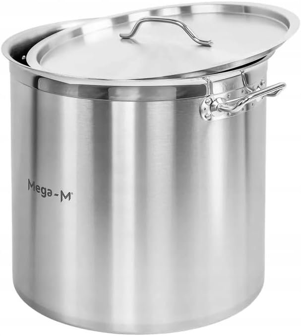 Mega-M Kochtopf GROSSE Induktion aus Edelstahl AISI 443 mit DECKEL PRO Küche Keramik, Elektro, Gas,