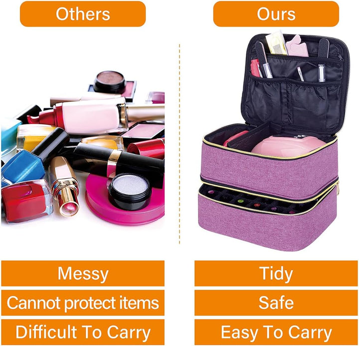 Nagellack Aufbewahrung Tasche Doppelschicht Nagellack Organizer Lagerung 30 Flaschen (15 ml / 0,5 FL