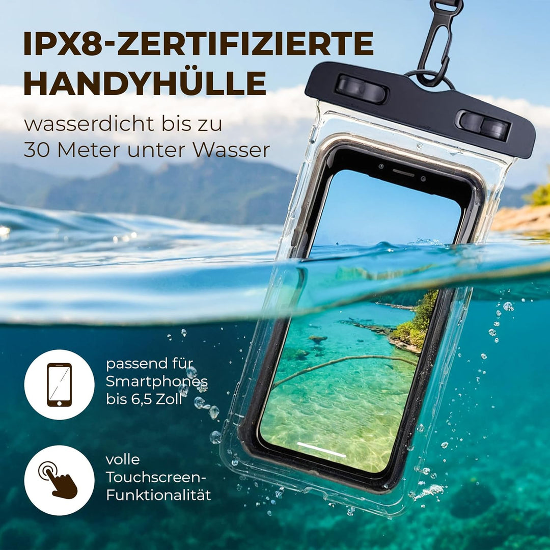 Nordlight Dry Bag wasserdichte Tasche mit Handyhülle + Roll-Top, Schultergurt | Drybag wasserfester