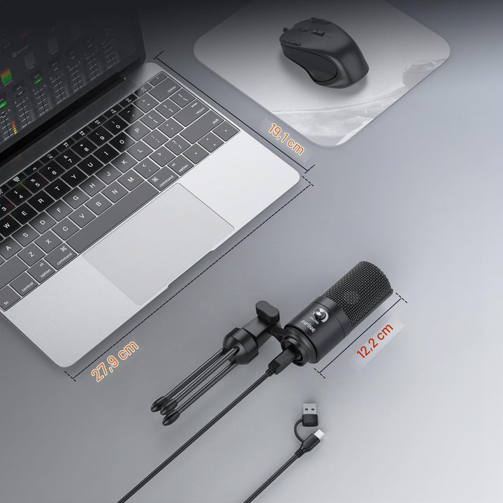 Fifine USB-Podcast-Kondensatormikrofon für Laptop, Keine Soundkarten-Schnittstelle und Phantomspeisu