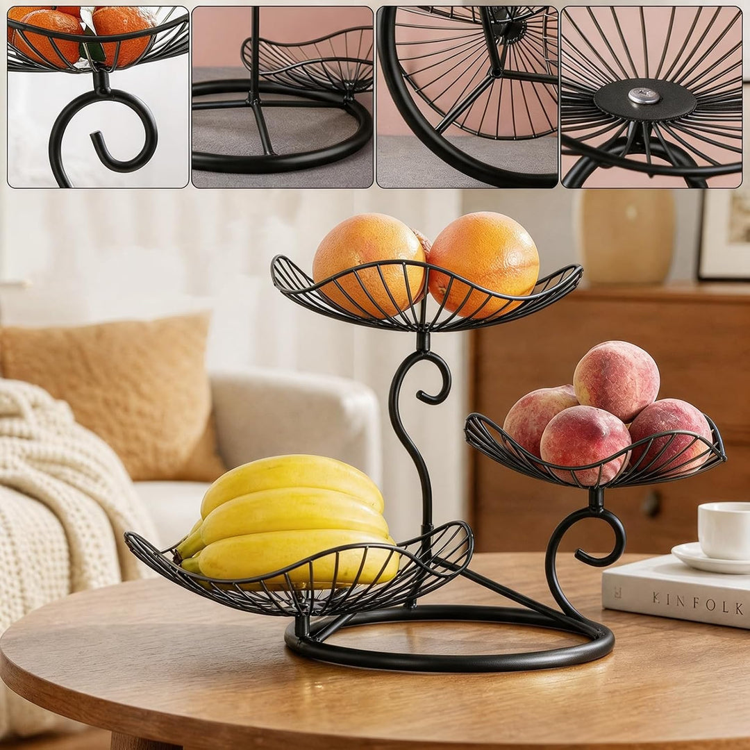 3-Stöckiger Obstkorb aus Massivem Eisen, Obstschale &amp; Etagere, Obstkorb aus Metall zur Obstaufbewahr