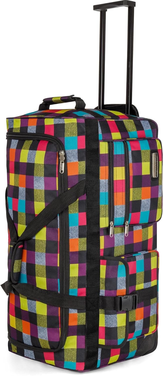 normani Jumbo Reisetasche XXL Trolly mit Rollen aus robustem Material Neon Square XXL, Neon Square X