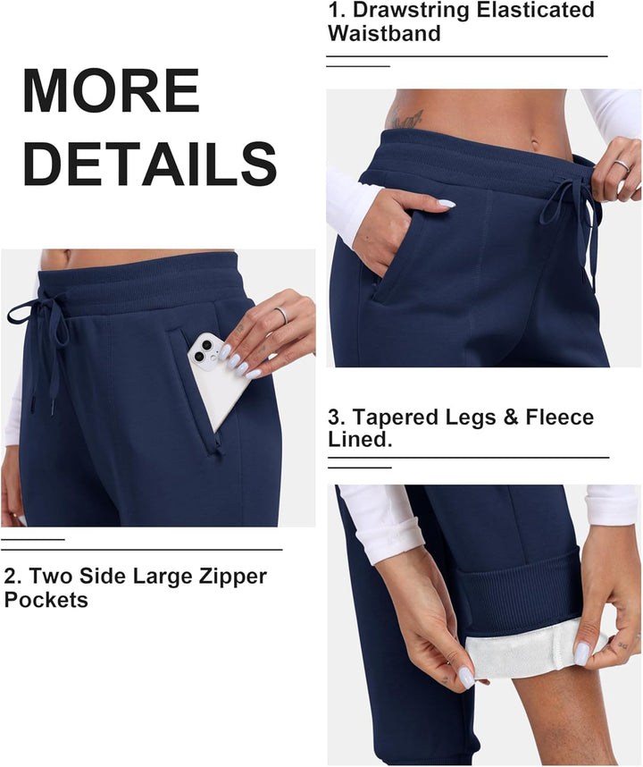 MoFiz Jogginghose Damen Thermohose Mikrofleece Sporthose Atmungsaktiv Waterproof Sweatpants mit Reis