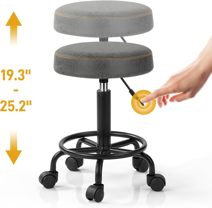 Ergonomischer Rollhocker mit Rückenlehne Arbeitshocker Drehhocker Rollhocker 360° drehbar Höhenverst