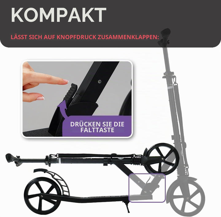 Lascoota Roller für Kinder ab 8 Jahren- Tretroller Erwachsene – Klappbar & Höhenverstellbar – Federu