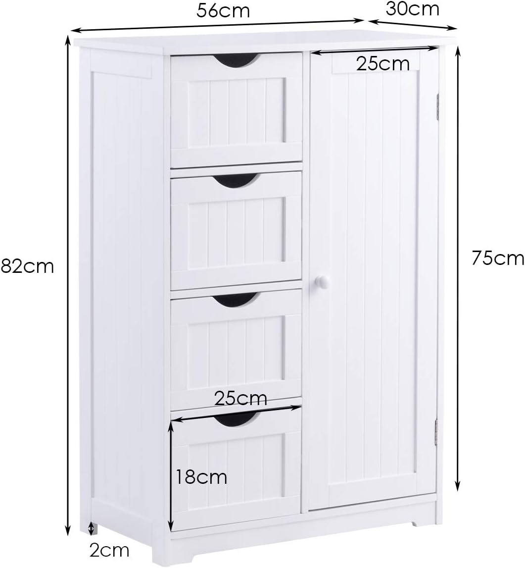 GIANTEX Sideboard Badezimmerschrank, Aufbewahrungsschrank Badschrank aus Holz, Badezimmer Kommode mi