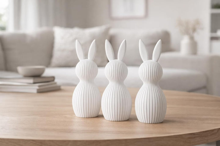 ALBA Hasen Deko 3er Set 12 cm – 3D Druck Deko Figuren im Skandinavischen Stil – Moderne Osterdeko Mi
