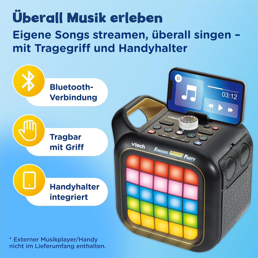 Vtech Karaoke Light Party – Bluetooth-Karaoke-Maschine inkl. 2 kabellosen Mikrofonen – Mit Partyspie