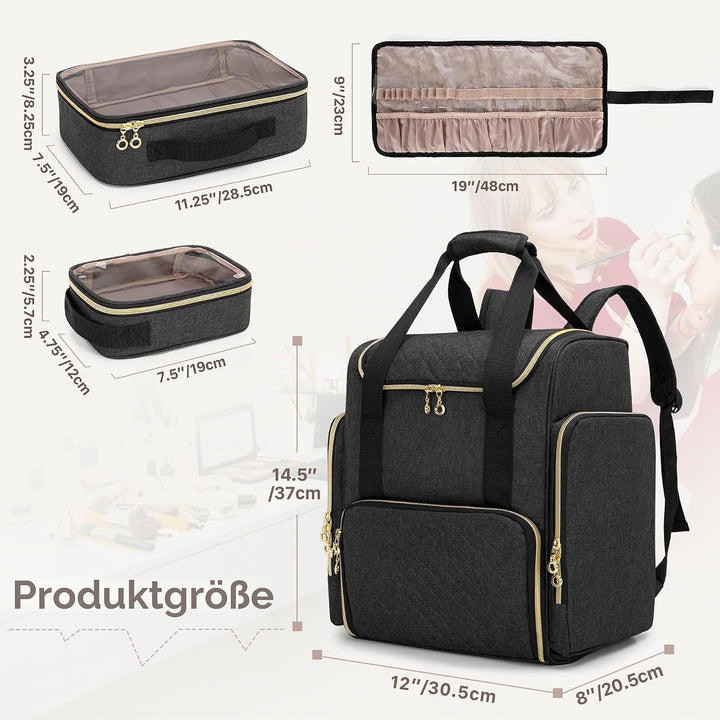 Luxja Kosmetikkoffer Rucksack, Make Up Tasche für Kometik | Schminktasche für Makeup, Kosmetik Organ