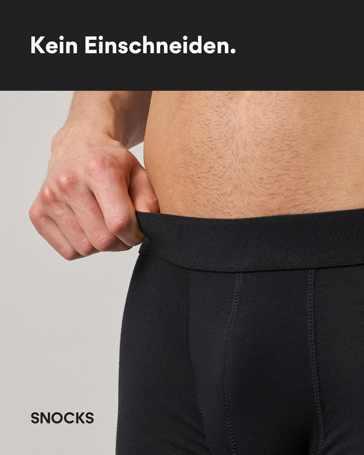 Snocks Herren Boxershorts ohne Logo aus Bio-Baumwolle, 6er Pack | elastischer Gummibund, atmungsakti