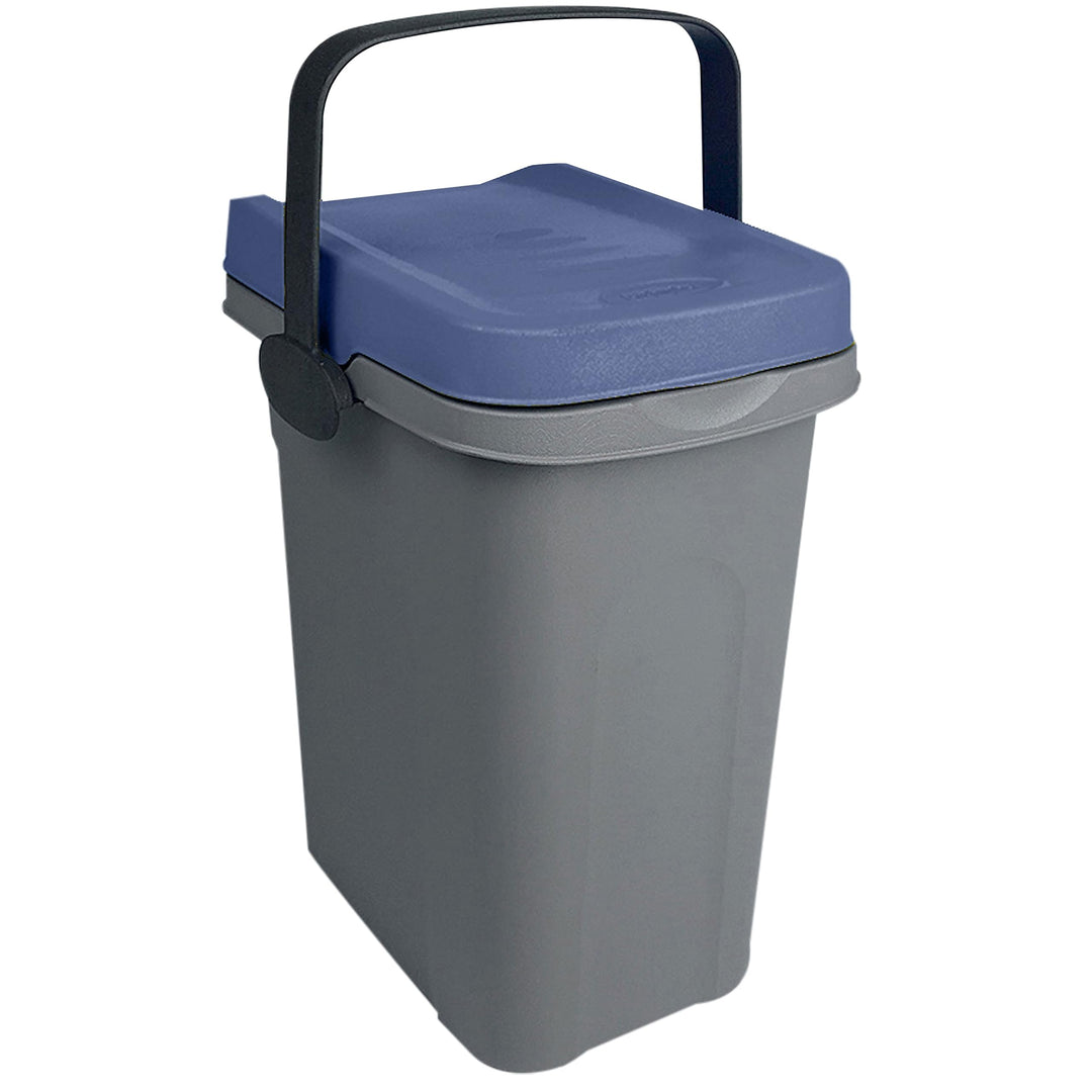 #11 Abfalleimer 7 Liter Blau 19x23x30,5cm - mit Gummidichtung im Deckel mit dem Henkel verschliessba