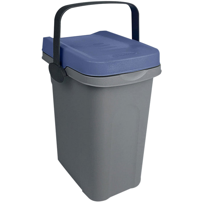#11 Abfalleimer 7 Liter Blau 19x23x30,5cm - mit Gummidichtung im Deckel mit dem Henkel verschliessba