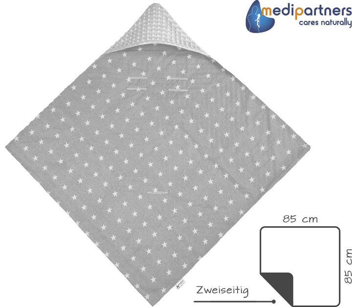 Medi Partners Einschlagdecke 100% Baumwolle 85x85cm Kuscheldecke für Kinderwagen Babyschale universa
